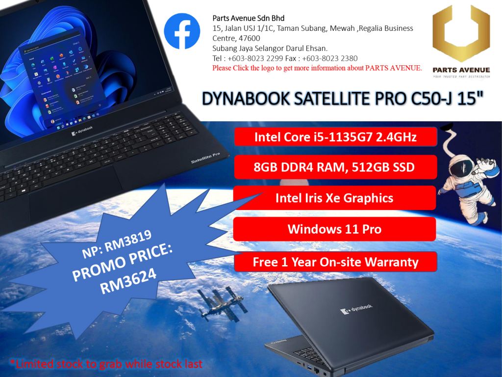Dynabook Satellite Pro C50-J Super Deal By Parts Avenue Sdn Bhd 