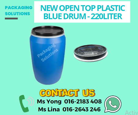 New Open Top HDPE Blue Drum 220L